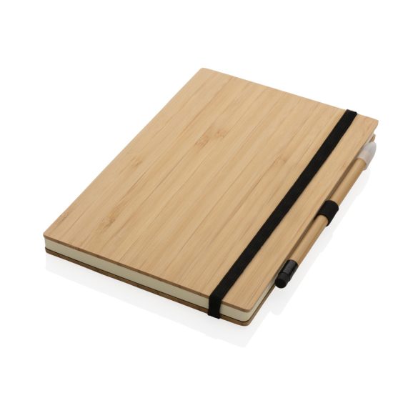 Bamboo notebook and infinity pencil set, brown