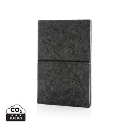 GRS certified recycled felt A5 softcover notebook, black