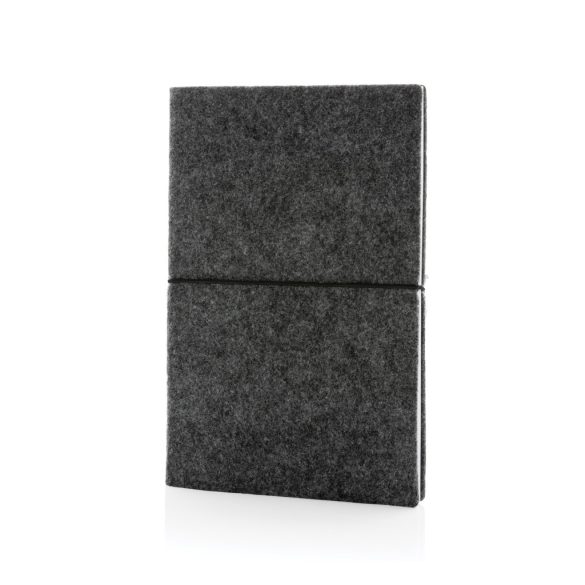 GRS certified recycled felt A5 softcover notebook, black