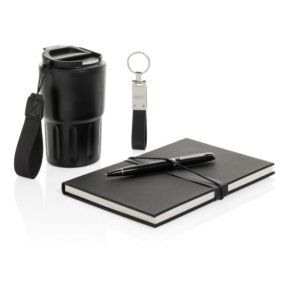 Swiss Peak RCS certified deluxe business gift set w/ tumbler, black