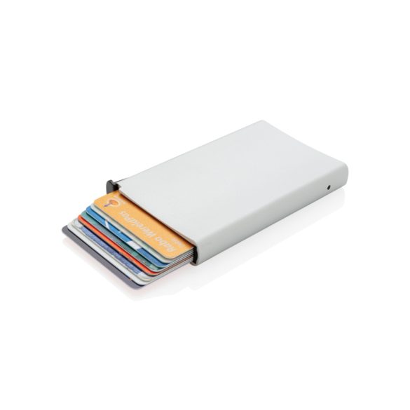 Standard aluminium RFID cardholder with PU wallet, silver