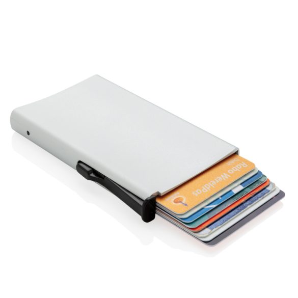 Standard aluminium RFID cardholder with PU wallet, silver