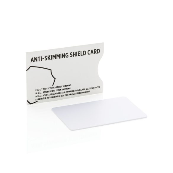 Anti-skimming RFID shield card with active jamming chip, white