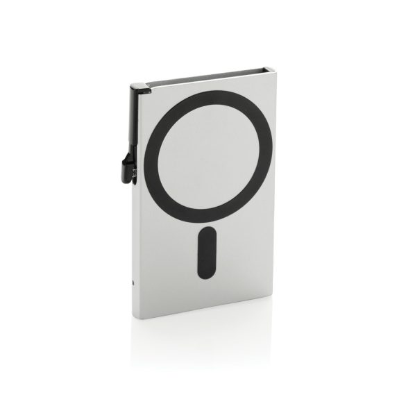 Standard aluminium RFID magnetic phone cardholder, silver
