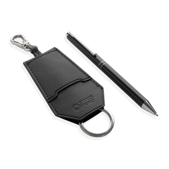 SP Tula RCS certified recycled PU key holder and pen set, black