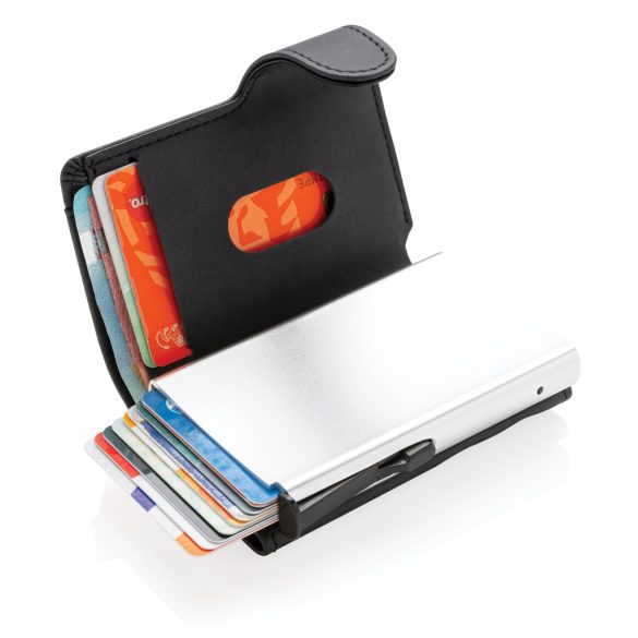 Standard aluminium RFID cardholder with PU wallet, black