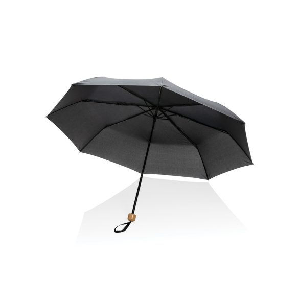 20.5" Impact AWARE™ RPET 190T Pongee bamboo mini umbrella, black