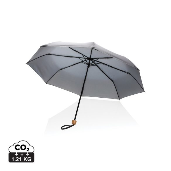 20.5" Impact AWARE™ RPET 190T Pongee bamboo mini umbrella, anthracite