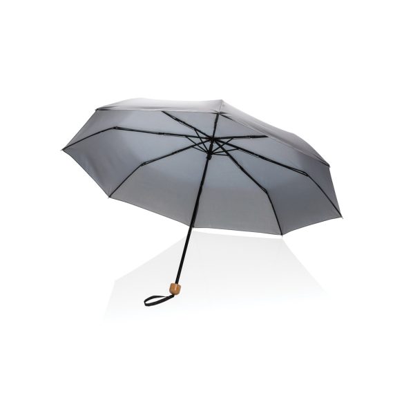 20.5" Impact AWARE™ RPET 190T Pongee bamboo mini umbrella, anthracite
