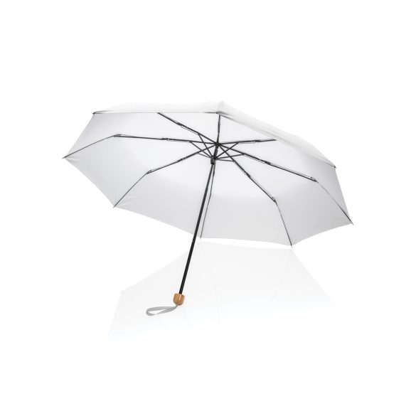 20.5" Impact AWARE™ RPET 190T Pongee bamboo mini umbrella, white
