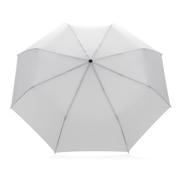 20.5" Impact AWARE™ RPET 190T Pongee bamboo mini umbrella, white