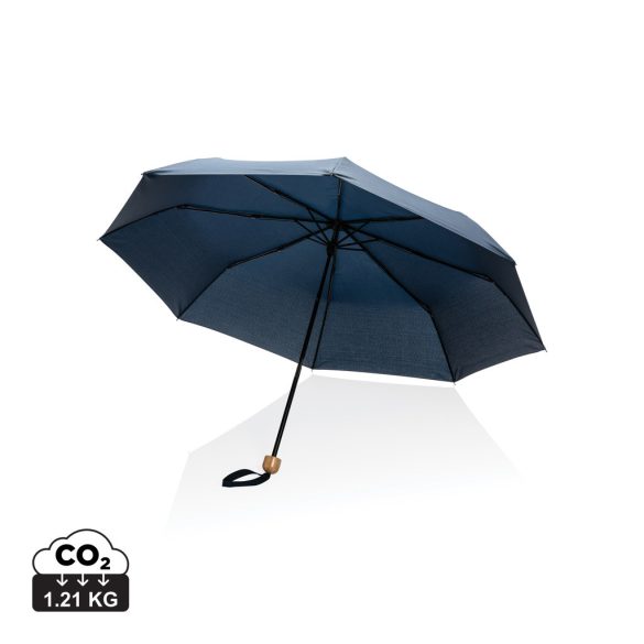 20.5" Impact AWARE™ RPET 190T Pongee bamboo mini umbrella, navy