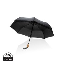   21" Impact AWARE™ RPET 190T bamboo auto open/close umbrella, black