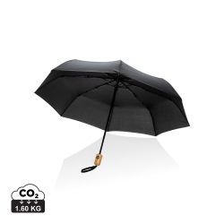   21" Impact AWARE™ RPET 190T bamboo auto open/close umbrella, black