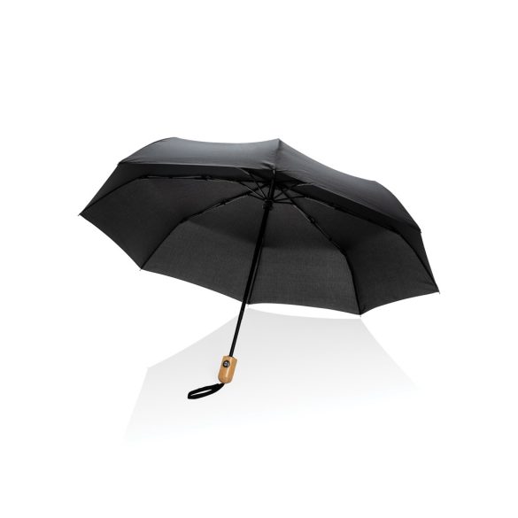 21" Impact AWARE™ RPET 190T bamboo auto open/close umbrella, black