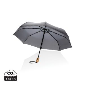 21" Impact AWARE™ RPET 190T bamboo auto open/close umbrella, anthracite