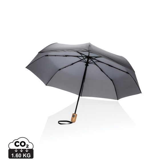 21" Impact AWARE™ RPET 190T bamboo auto open/close umbrella, anthracite