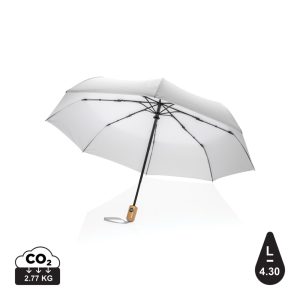 21" Impact AWARE™ RPET 190T bamboo auto open/close umbrella,