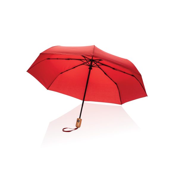 21" Impact AWARE™ RPET 190T bamboo auto open/close umbrella, red