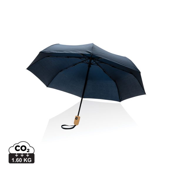 21" Impact AWARE™ RPET 190T bamboo auto open/close umbrella, navy