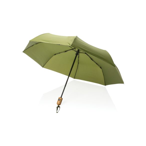 21" Impact AWARE™ RPET 190T bamboo auto open/close umbrella,