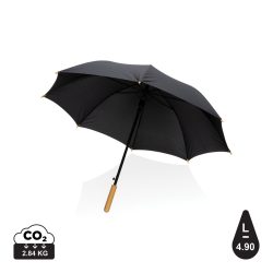   23" Impact AWARE™ RPET 190T auto open bamboo umbrella, black