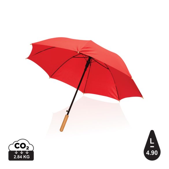 23" Impact AWARE™ RPET 190T auto open bamboo umbrella, red