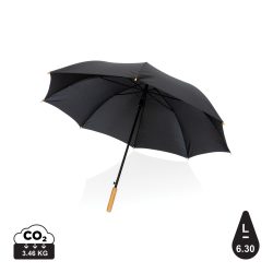   27" Impact AWARE™ RPET 190T auto open bamboo umbrella, black
