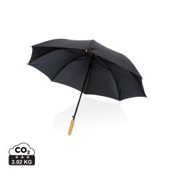   27" Impact AWARE™ RPET 190T auto open bamboo umbrella, black