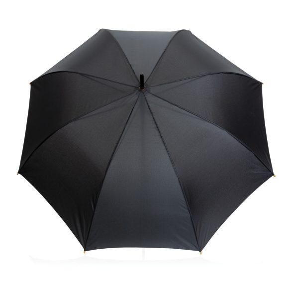 27" Impact AWARE™ RPET 190T auto open bamboo umbrella, black