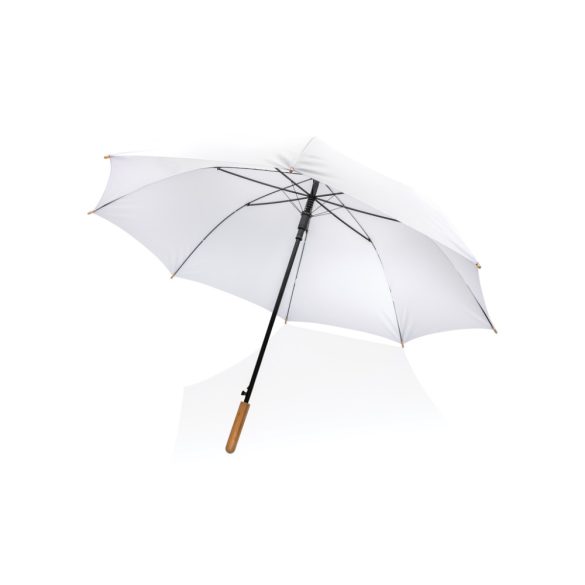 27" Impact AWARE™ RPET 190T auto open bamboo umbrella, white