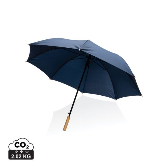 27" Impact AWARE™ RPET 190T auto open bamboo umbrella, navy