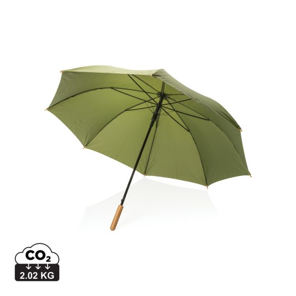 27" Impact AWARE™ RPET 190T auto open bamboo umbrella, green