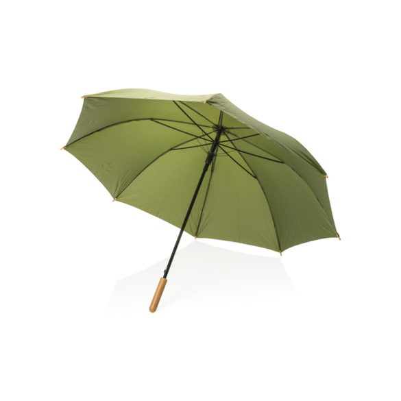 27" Impact AWARE™ RPET 190T auto open bamboo umbrella, green