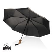   Kaycey 21" AWARE™ RPET Acacia wood mini auto open umbrella, black