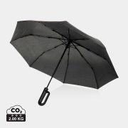   Yara 21" AWARE™ RPET solid colour umbrella with carabiner, black