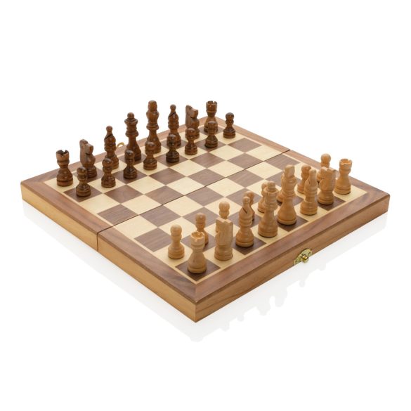 Luxury wooden foldable chess set, brown