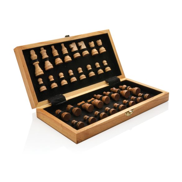 Luxury wooden foldable chess set, brown