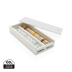 FSC® Deluxe mikado/domino in wooden box, white