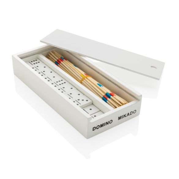 FSC® Deluxe mikado/domino in wooden box, white