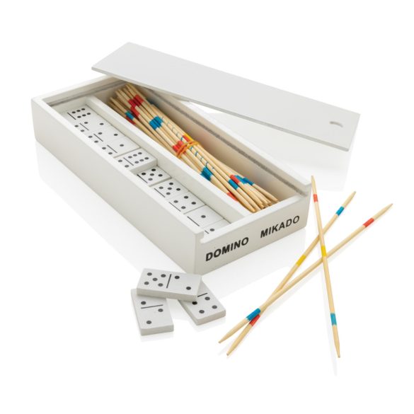 FSC® Deluxe mikado/domino in wooden box, white