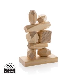 Ukiyo Crios wooden balancing rocks in pouch, brown