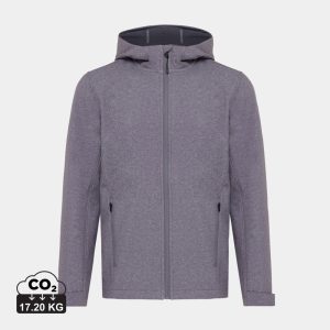 Iqoniq Makalu men recycled polyester soft shell jacket, vulcano heather grey