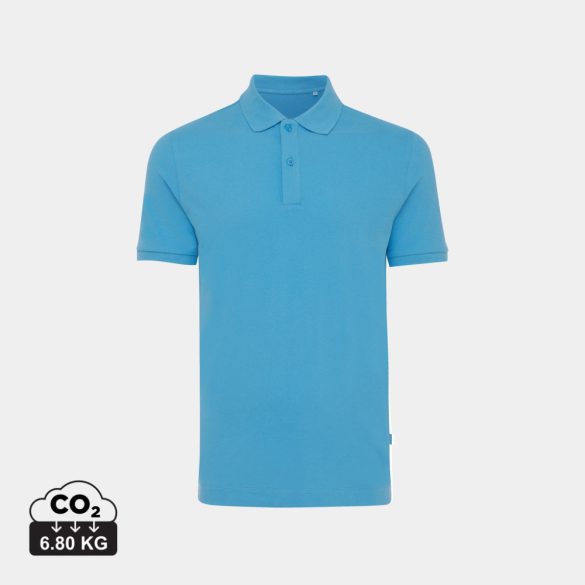 Iqoniq Yosemite recycled cotton pique polo, tranquil blue