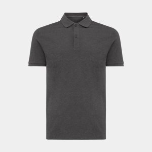 Iqoniq Yosemite recycled cotton pique polo, heather anthracite