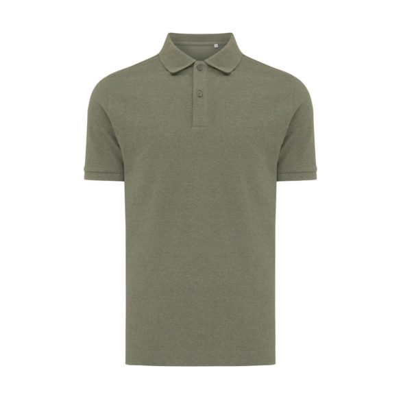 Iqoniq Yosemite recycled cotton pique polo, heather green