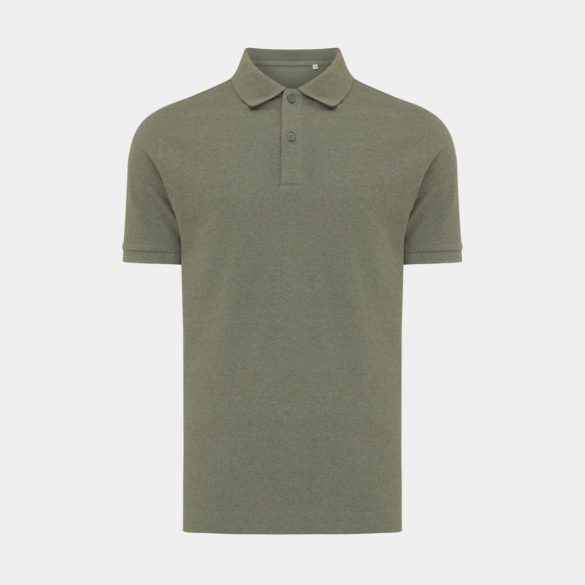 Iqoniq Yosemite recycled cotton pique polo, heather green
