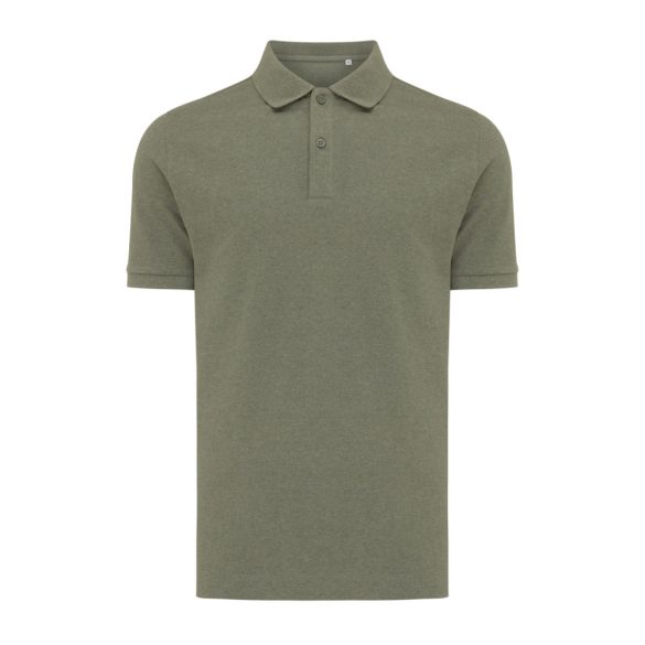 Iqoniq Yosemite recycled cotton pique polo, heather green