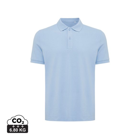 Iqoniq Yosemite recycled cotton pique polo, sky blue