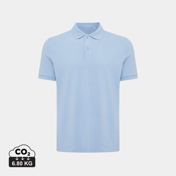Iqoniq Yosemite recycled cotton pique polo, sky blue